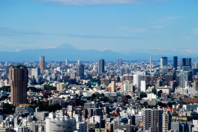 Mt. Fuji in the distance -- view from Tokyo Tower