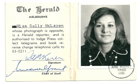 Sally's first press pass in 1974 (Photo via Sally Davis) 