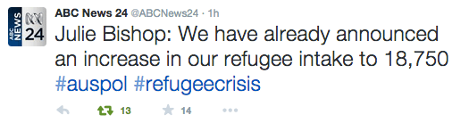 Aus increase refugees