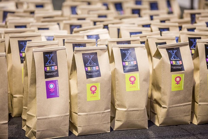 Packs of sanitary items ready for distribution. (Photo via Donna Stolzenberg ) 